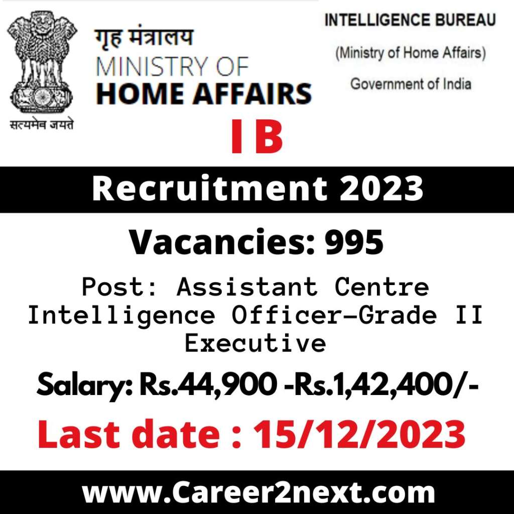 Ib Acio Recruitment 2023 995 Post Ib Acio Recruitment 2023 995 Post